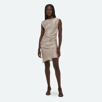 Helmut Lang Drape Sleeveless Silk Dress In Multi