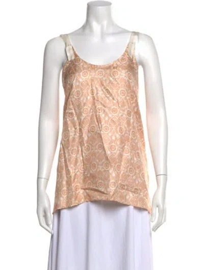Pre-owned Helmut Lang Silk Floral Print Top In Neutrals
