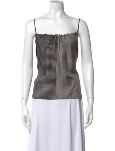Pre-owned Helmut Lang Silk Graphic Print Top In Green