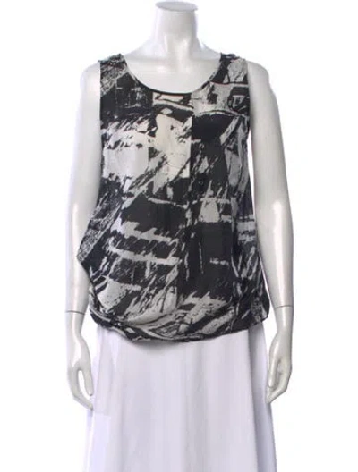 Pre-owned Helmut Lang Silk Graphic Print Top In Neutral
