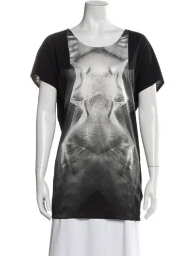 Pre-owned Helmut Lang Silk Graphic Print T-shirt In Black