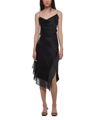 Helmut Lang Silk Handkerchief Hem Dress In Black