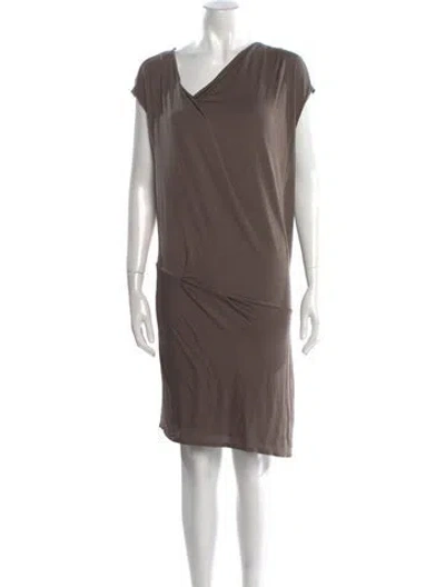 Pre-owned Helmut Lang Silk Knee-length Dress In Gray