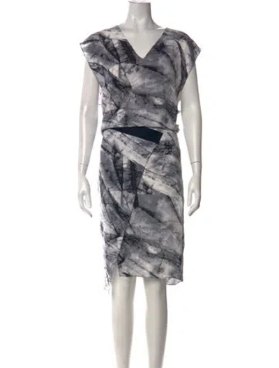 Pre-owned Helmut Lang Silk Knee-length Dress In Gray