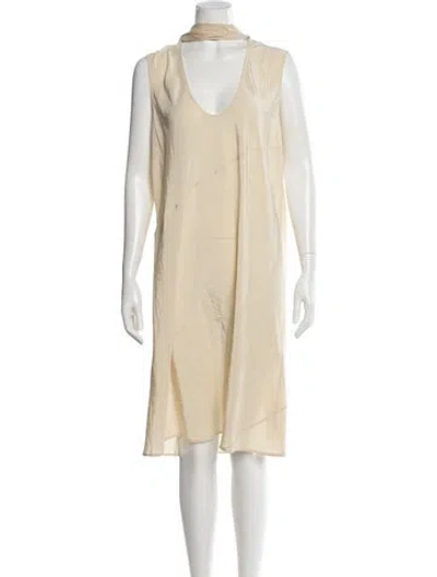 Pre-owned Helmut Lang Silk Knee-length Dress In Neutral
