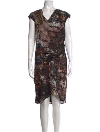 Pre-owned Helmut Lang Silk Knee-length Dress In Neutrals