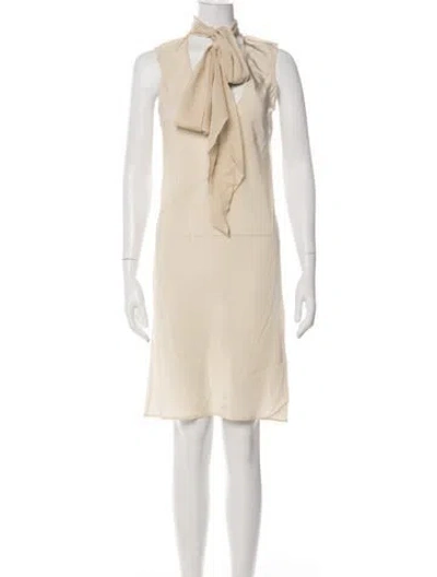 Pre-owned Helmut Lang Silk Knee-length Dress W/ Tags In Neutral