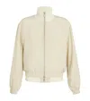 Helmut Lang Convertible Layered Crepe De Chine And Satin-twill Bomber Jacket In Neutral