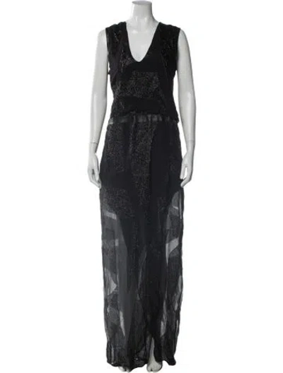 Pre-owned Helmut Lang Silk Long Dress In Black
