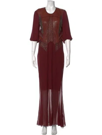Pre-owned Helmut Lang Silk Long Dress In Burgundy