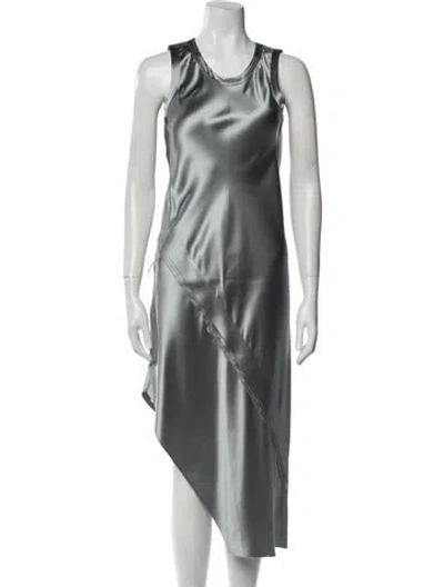 Pre-owned Helmut Lang Silk Long Dress In Gray