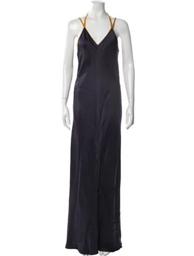 Pre-owned Helmut Lang Silk Long Dress In Gray