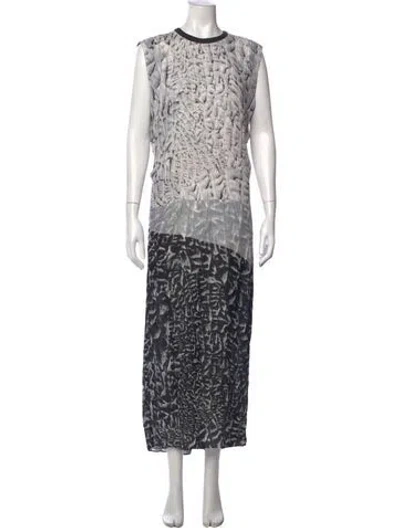 Pre-owned Helmut Lang Silk Long Dress In Gray