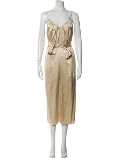 Pre-owned Helmut Lang Silk Long Dress In Neutral