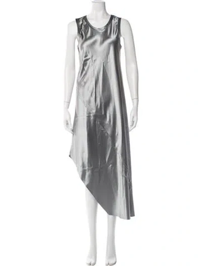 Pre-owned Helmut Lang Silk Long Dress In Silver