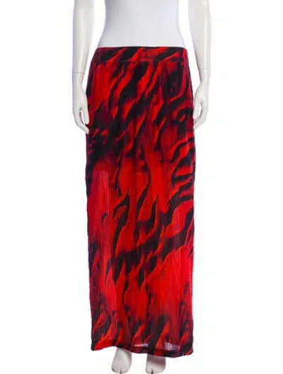 Pre-owned Helmut Lang Silk Long Skirt In Red