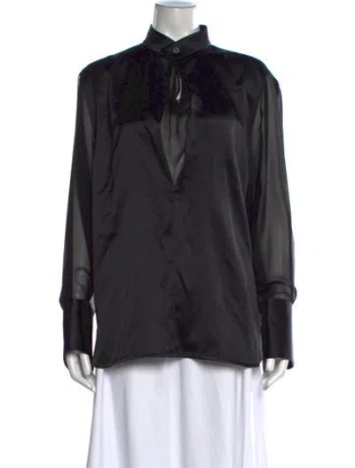 Pre-owned Helmut Lang Silk Long Sleeve Blouse In Black