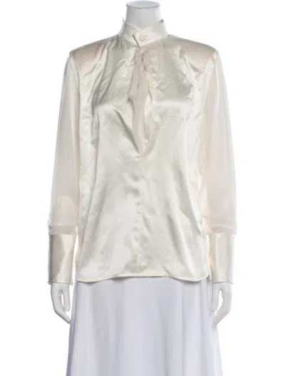 Pre-owned Helmut Lang Silk Long Sleeve Blouse In White
