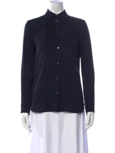 Pre-owned Helmut Lang Silk Long Sleeve Button-up Top In Black