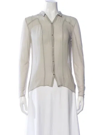 Pre-owned Helmut Lang Silk Long Sleeve Button-up Top In Neutral