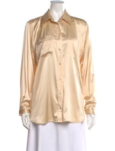 Pre-owned Helmut Lang Silk Long Sleeve Button-up Top In Neutral