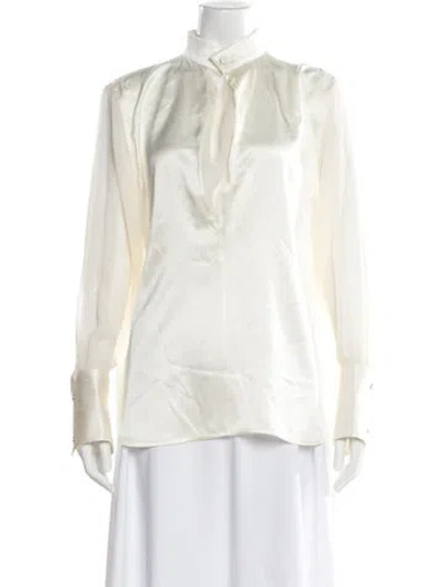 Pre-owned Helmut Lang Silk Long Sleeve Top In Neutral
