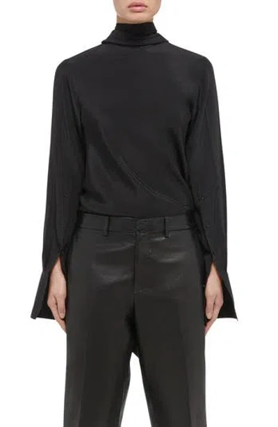 Helmut Lang Silk Long Sleeve Top With Scarf