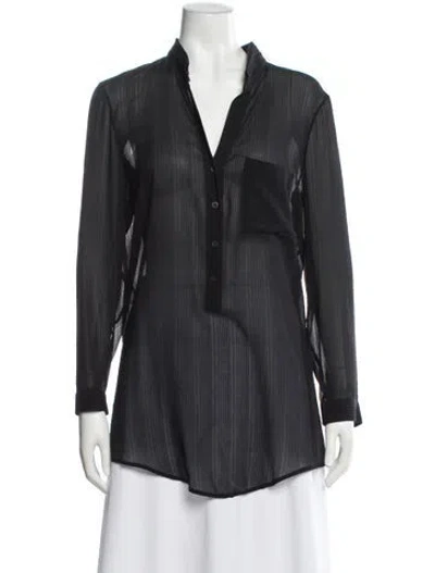 Pre-owned Helmut Lang Silk Long Sleeve Tunic In Black