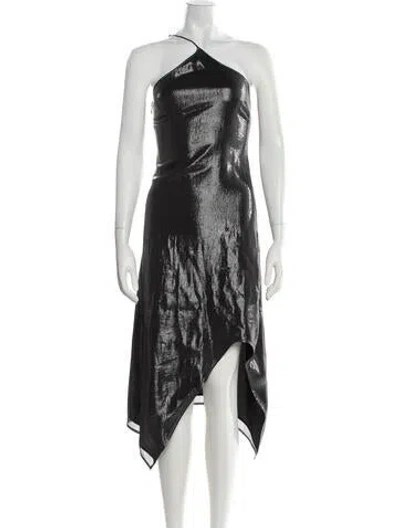 Pre-owned Helmut Lang Silk Midi Length Dress In Black