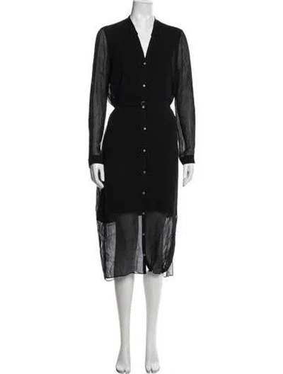 Pre-owned Helmut Lang Silk Midi Length Dress In Black