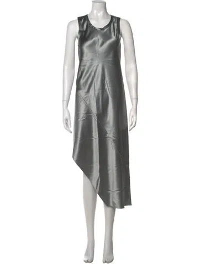 Pre-owned Helmut Lang Silk Midi Length Dress In Grey