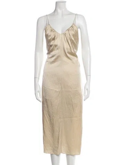 Pre-owned Helmut Lang Silk Midi Length Dress In Neutral