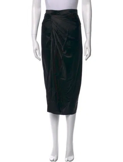 Pre-owned Helmut Lang Silk Midi Length Skirt In Black