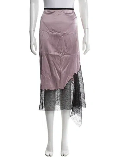 Pre-owned Helmut Lang Silk Midi Length Skirt In Purple