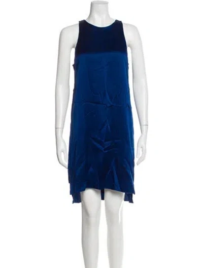 Pre-owned Helmut Lang Silk Mini Dress In Blue