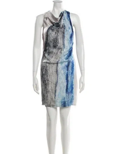 Pre-owned Helmut Lang Silk Mini Dress In Blue