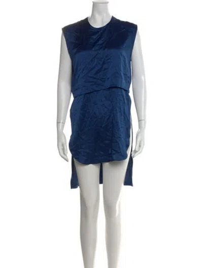 Pre-owned Helmut Lang Silk Mini Dress In Blue