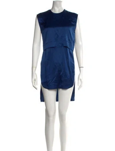 Pre-owned Helmut Lang Silk Mini Dress In Blue