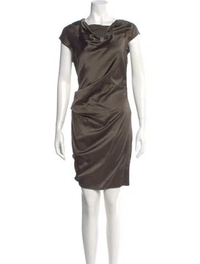 Pre-owned Helmut Lang Silk Mini Dress In Brown