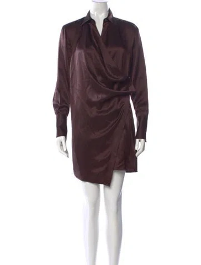 Pre-owned Helmut Lang Silk Mini Dress In Brown