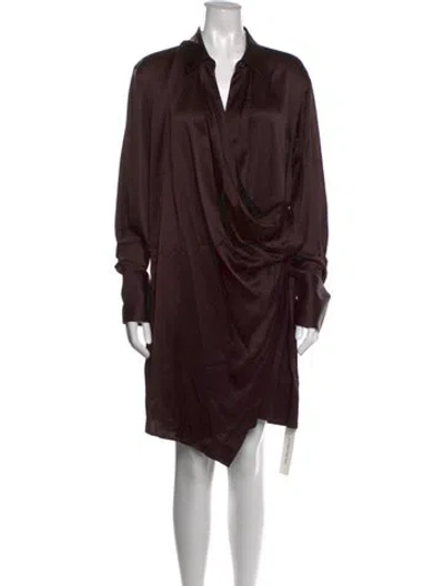 Pre-owned Helmut Lang Silk Mini Dress In Brown