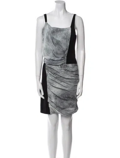 Pre-owned Helmut Lang Silk Mini Dress In Gray