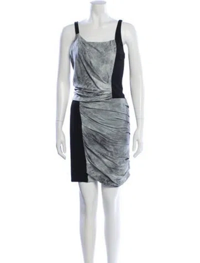 Pre-owned Helmut Lang Silk Mini Dress In Gray