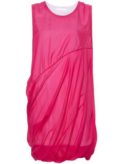 Helmut Lang Silk Bubble Dress In Fuchsia