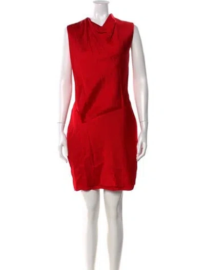 Pre-owned Helmut Lang Silk Mini Dress In Red