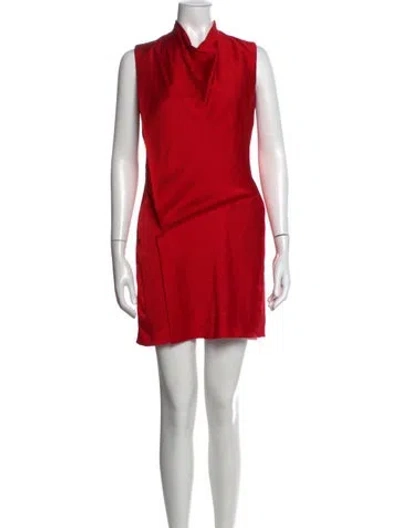 Pre-owned Helmut Lang Silk Mini Dress In Red