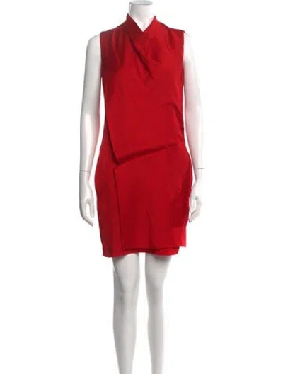 Pre-owned Helmut Lang Silk Mini Dress In Red