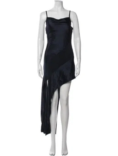 Pre-owned Helmut Lang Silk Mini Dress W/ Tags In Blue