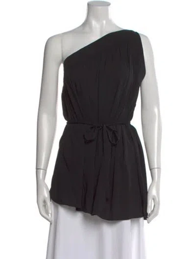 Pre-owned Helmut Lang Silk One-shoulder Top In Black