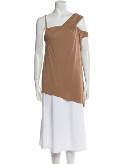 Pre-owned Helmut Lang Silk One-shoulder Tunic In Neutral